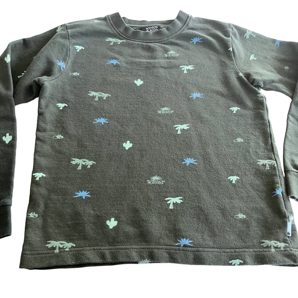 Scotch & Soda Boys Green Palm Tree Print Sweatshirt Size 10 Casual Streetwear